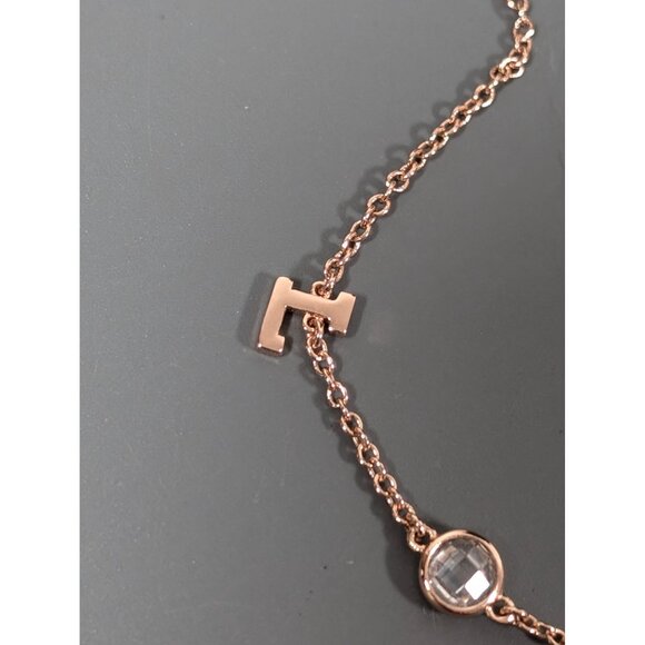 Puravida Rose Gold Tone LOVE Crystal Dainty Chain Necklace 17" - Picture 5 of 7